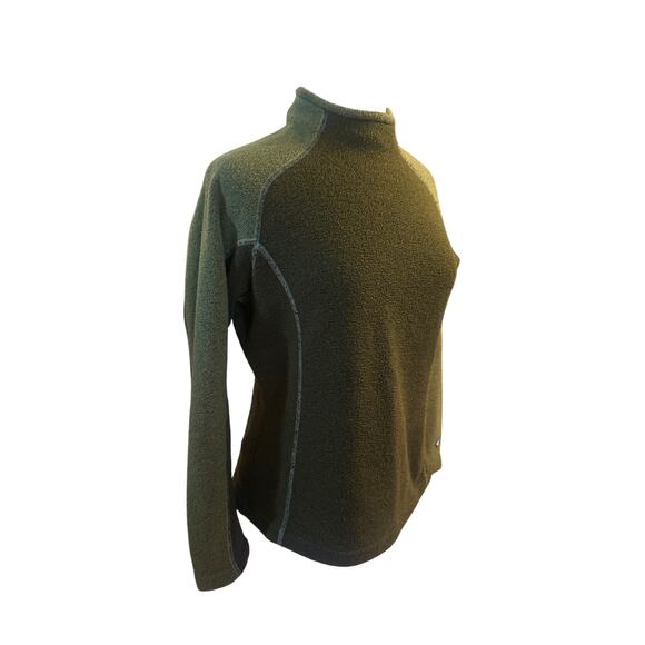 Women M Kuhl Green Pullover Alfpaca Fleece Sweater Jacket Mock Neck Hike - Picture 1 of 6